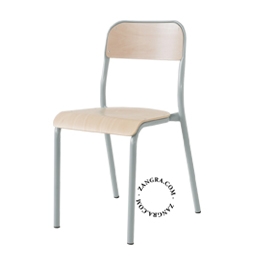 stackable wooden school chair - grey