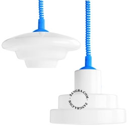 lampa wisząca Emile z niebieskim przewodem spiralnym