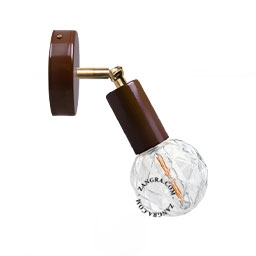 brown adjustable wall light with brass arm