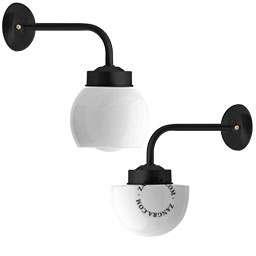 svart vägglampa för utomhusbruk eller badrum – glasskärm - IP43