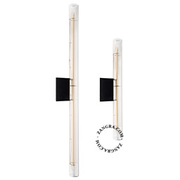 candeeiro S14d preto - lâmpada transparente tubular