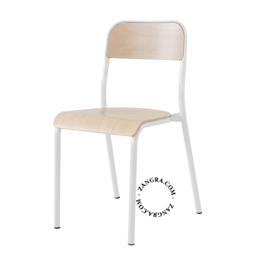 stackable wooden school chair - white