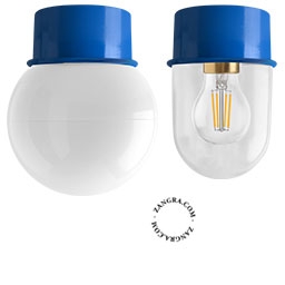 lampada da parete o da soffito blu - paralume in vetro - Ø 10 cm