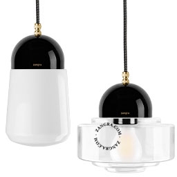 black porcelain pendant light - glass shade