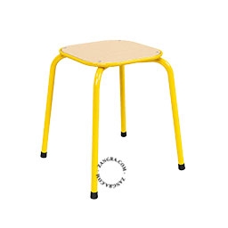 wooden stackable stool - yellow