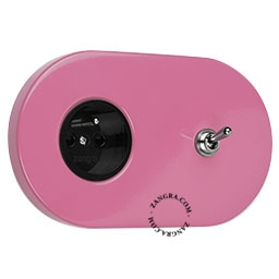 pink flush mount socket & two-way or simple switch – nickel-plated toggle