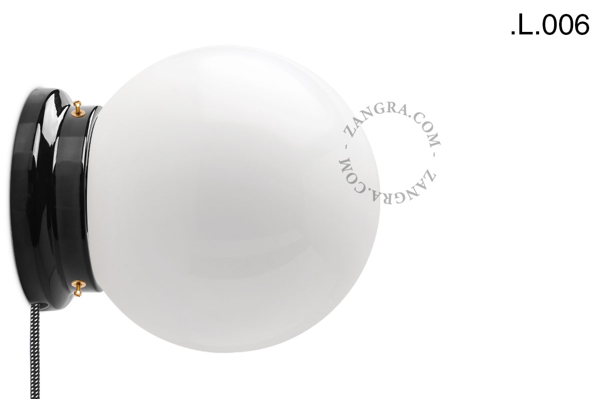 applique ou lampe de table Cédric en porcelaine noire