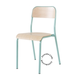 stackable wooden school chair - turquoise