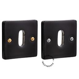 black porcelain keyhole covers