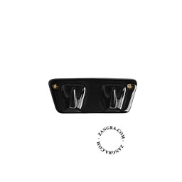 black porcelain 2-hook coat hanger
