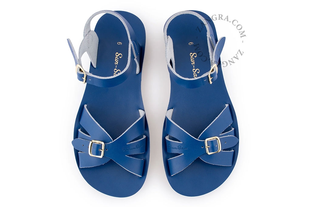 sandalias de cuero para el agua con suela blanda - azul cobalto