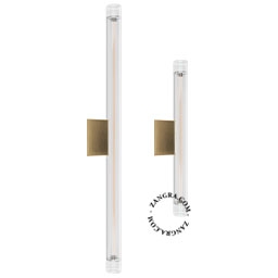 goud metalen lamphouder met buislamp - geribbeld glas