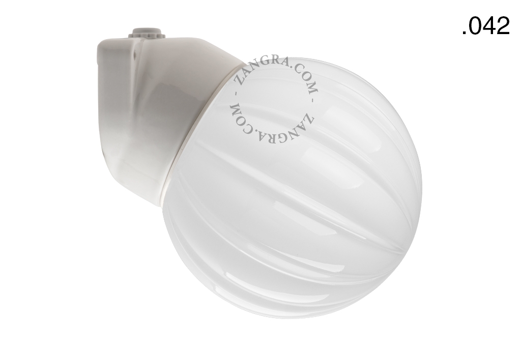 candeeiro de parede em porcelana branca para casa de banho - Ø 9,5 cm - abajur de vidro - IP54