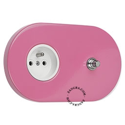 pink flush mount socket & switch – nickel-plated push-button