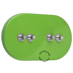 interrupteur vert - 4 boutons-poussoirs nickelés