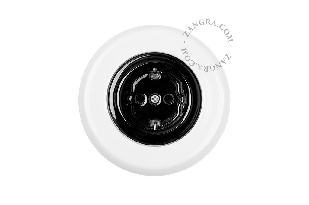 białe porcelanowe gniazdko podtynkowe- typ F