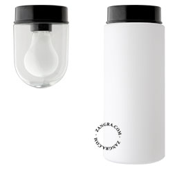 black bakelite wall or ceiling light – glass shade - Ø 9 cm