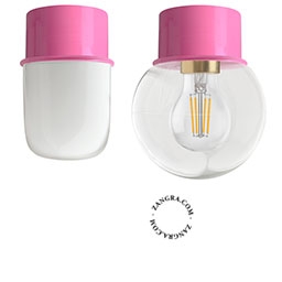 roze wand- of plafondlamp - Ø 8 cm