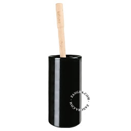 wall-mounted black porcelain toilet brush holder Daphne
