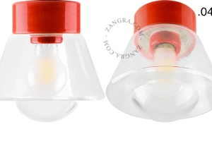 Leuchte David aus rotem Porzellan - Ø 10 cm