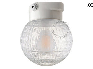 Leuchte aus weißem Porzellan für das Badezimmer Ø 9,5 cm – Glasschirm - IP54