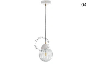lampada a sospensione in porcellana bianca - paralume in vetro