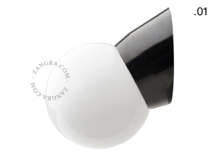 czarna lampa ścienna ze szklanym kloszem - Ø 11 cm