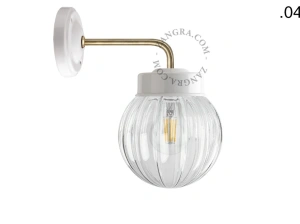 aplique en porcelana blanca y latón - pantalla de vidrio