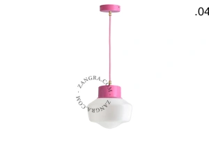 lámpara colgante rosa - pantalla de vidrio - Ø 10 cm