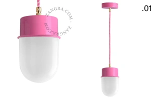 lámpara colgante rosa - pantalla de vidrio - Ø 10 cm