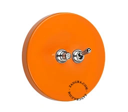 double interrupteur orange va-et-vient ou simple et bouton-poussoir - nickelé