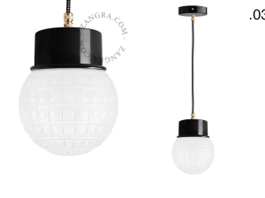 candeeiro suspenso preto - abajur de vidro - Ø 10cm