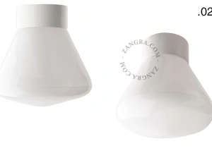 candeeiro de parede ou de teto em porcelana branca - abajur de vidro - Ø 10cm - IP54