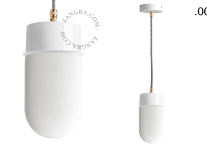 hvid pendellampe - glasskærm - Ø 10 cm