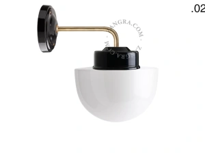 applique en porcelaine noire avec globe en verre