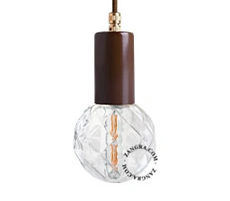 lakierowana lampa wisząca brązowa