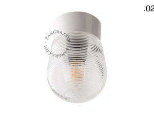 biała lampa ścienna lub sufitowa ze szklanym kloszem - Ø 11 cm