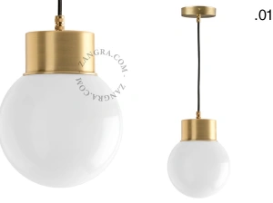 brass pendant light - glass shade - Ø 10 cm