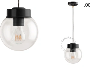 czarna lampa wisząca porcelana ze szklanym kloszem