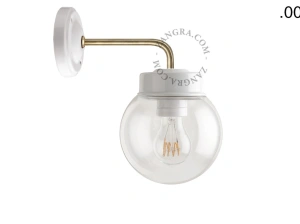 aplique en porcelana blanca y latón - pantalla de vidrio