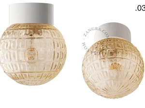 candeeiro de parede ou de teto em porcelana branca - abajur de vidro - Ø 10cm - IP54