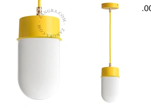 yellow pendant light - glass shade - Ø 10 cm