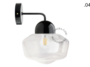 applique en porcelaine noire - globe en verre
