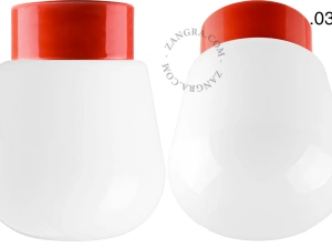 Leuchte David aus rotem Porzellan - Ø 10 cm