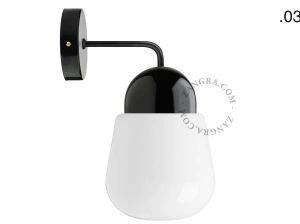 applique en porcelaine noire - globe en verre