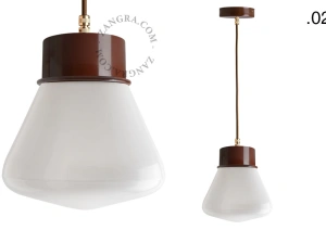 brun pendellampe - glasskærm - Ø 10 cm