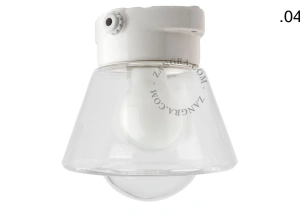 Leuchte aus weißem Porzellan für das Badezimmer Ø 9,5 cm – Glasschirm - IP54