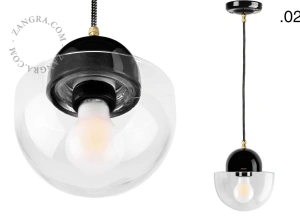 black porcelain pendant light - glass shade