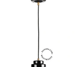 Art Deco pendellampa i svart porslin Denim