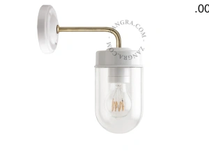 aplique en porcelana blanca y latón - pantalla de vidrio